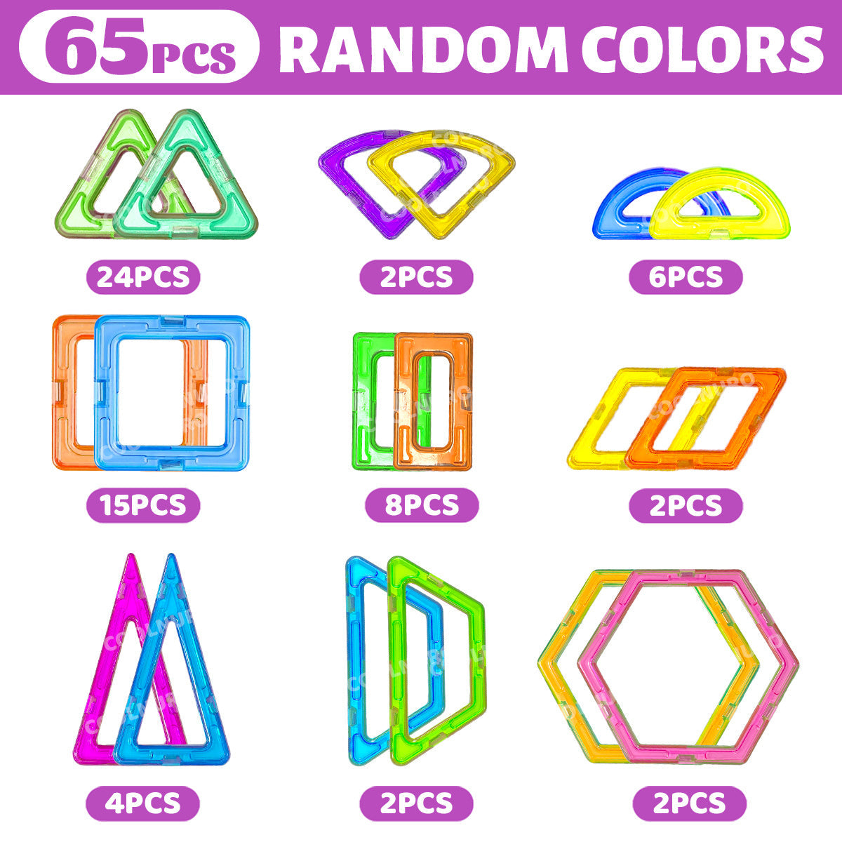 Magnetic Building Blocks Set for Kids 50 65 140 Pieces STEM Sensory Educational Tiles Toys Develop Creativity Hands-On Skills for Toddlers Boys Girls Birthday Halloween Christmas Gift Random Colors
