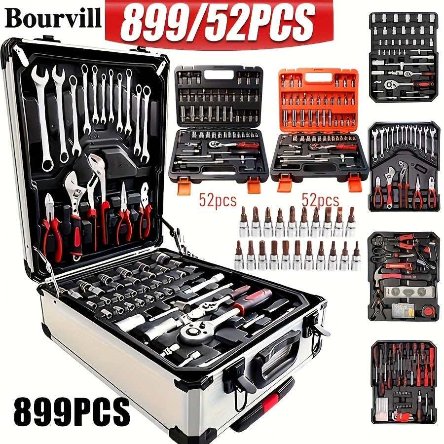 52-Piece Professional Tool Set - Chrome Vanadium Steel, Portable Toolbox for Home & Car Repair, Multi-Function DIY Hand Tool Kit for Enthusiasts & Professionals, Great Gift for Men