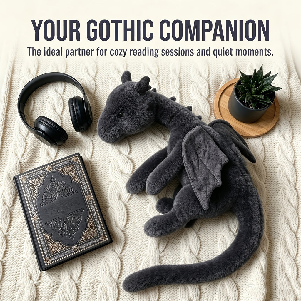 85cm 33-Inch Giant Dragon Plush Stuffed Animal Doll Super Soft Cuddly Dragon Toy Birthday Holiday Gift for Kids Adults Black White