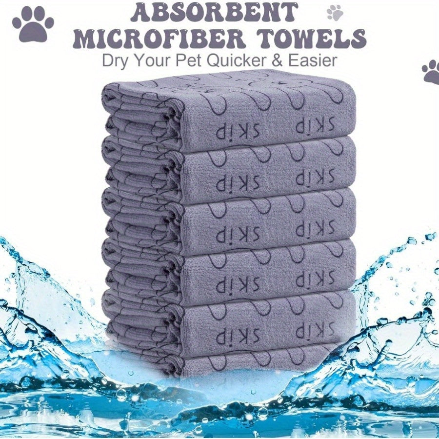 Dog Towels for Bathing Set of 6 - Quick-Dry Microfiber Dog Bath Towels, Super Absorbent Polyester Grooming Towel for Small Medium Large Breeds, Soft Pet Drying Towel Multi-Pack