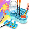 Paint Brush Cleaner 6-in-1 Upgraded with Paint Tray Drain Brush Holder Water Circulation Cleaning Tool for Acrylic Watercolor Water-Based Paints Artist Painting Supplies Blue Purple