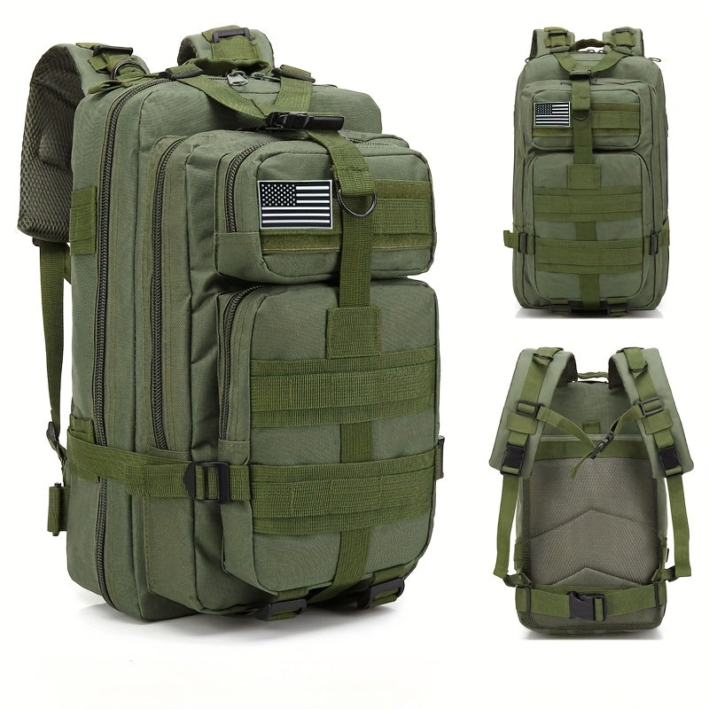 Tactical Camouflage Hiking Backpack 21-25L for Men – Multi-Functional Outdoor Mountaineering Pack for Camping, Climbing & Hiking, Zipper Closure, Durable Gear Bag in Black, Army Green & Khaki