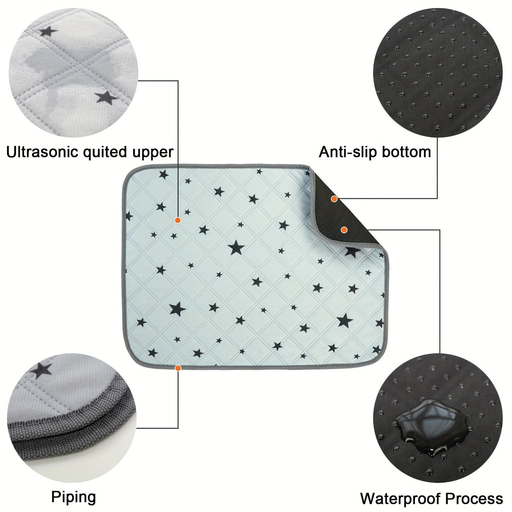 Washable Dog Pee Pad 2-Pack & 4-Pack, Star Print Leakproof Reusable Training Mat for Puppies & Cats, Absorbent Non-Slip Pet Urine Pad for Crate Sofa Car Seat, 24x18 Inch Puppy Potty Training Pad