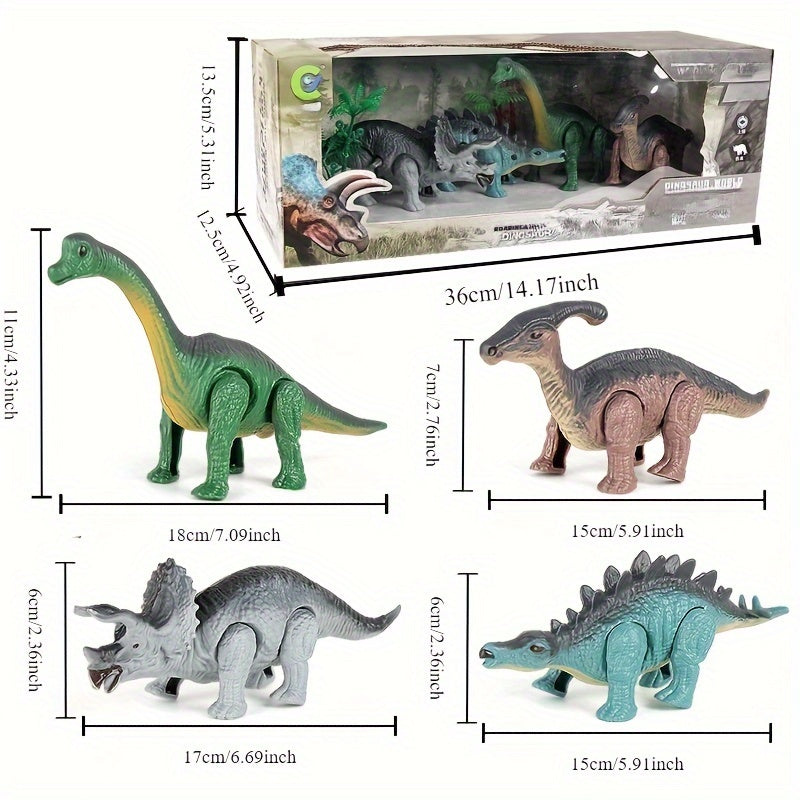 Wind-Up Walking Dinosaur Toys Set 2/5/6/8/14pcs Jurassic Simulation Animals T-Rex Velociraptor Brontosaurus Mosasaur Auto-Walking Hand-Cranked Dino Figures Gift for Kids