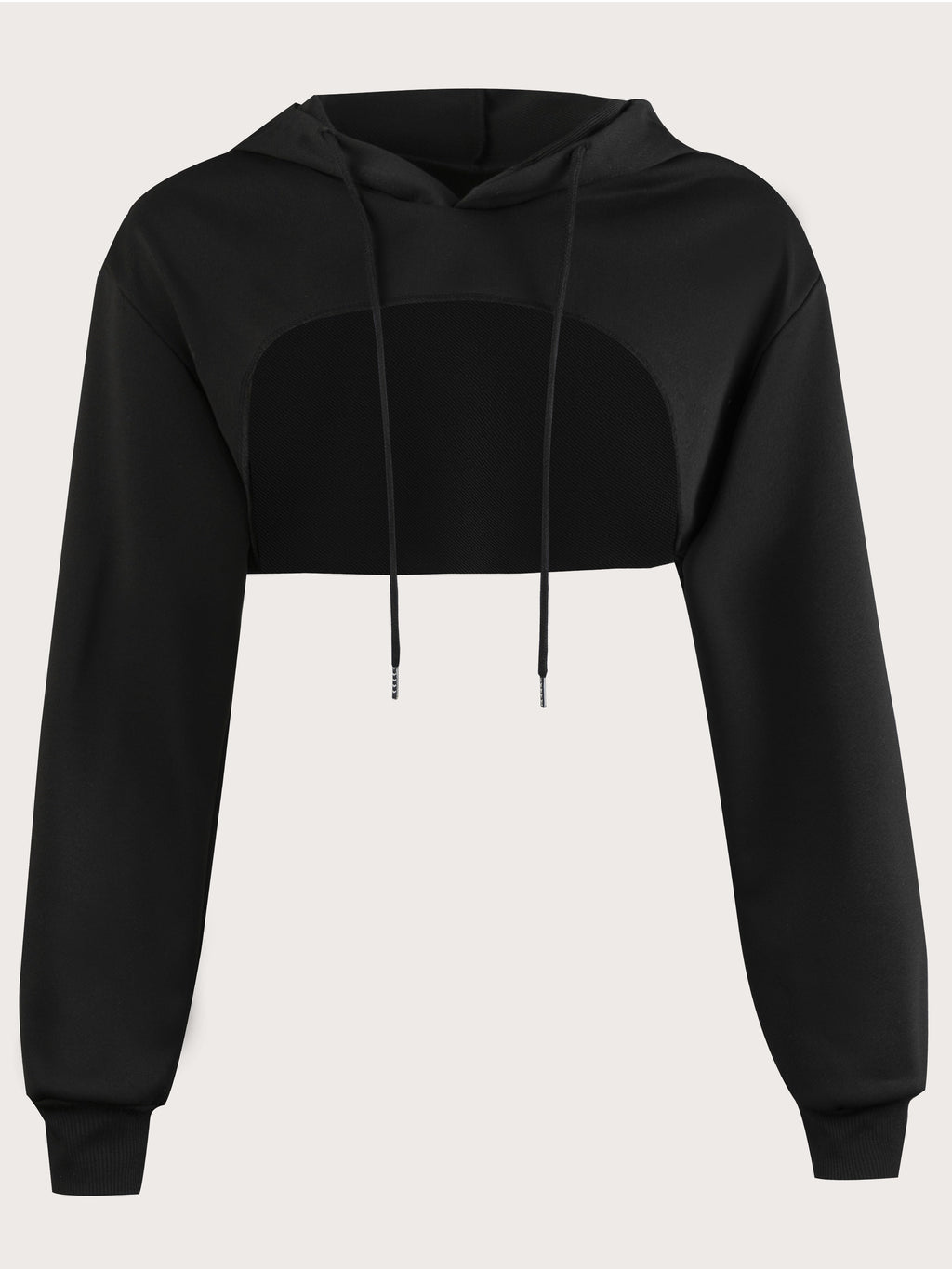 Women's Super Short Crop Hoodie – Drawstring Hood Dipped Hem 100% Polyester Casual Pullover Top for Fall & Winter