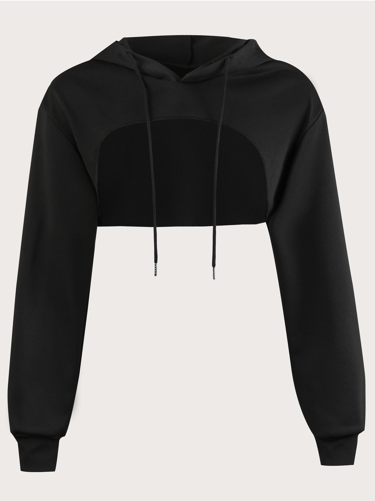 Women's Super Short Crop Hoodie – Drawstring Hood Dipped Hem 100% Polyester Casual Pullover Top for Fall & Winter