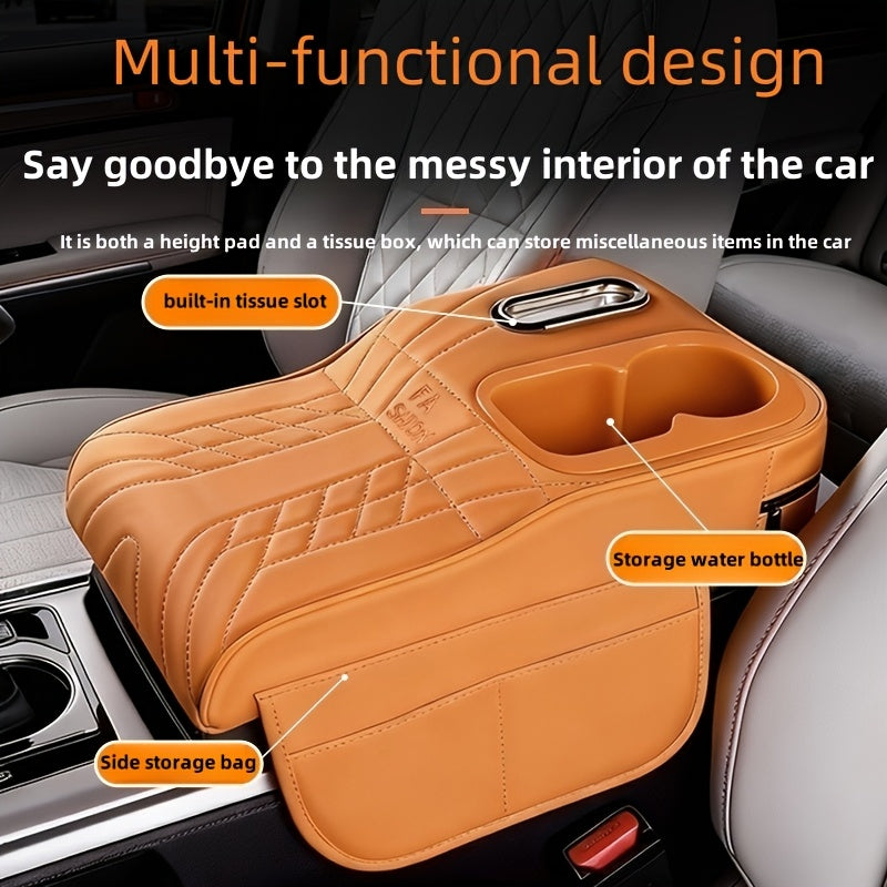 Car Center Console Tray Organizer with Raised Design Tissue Box Cup Holder Non-Slip Storage Mat Black Orange Red Brown Beige