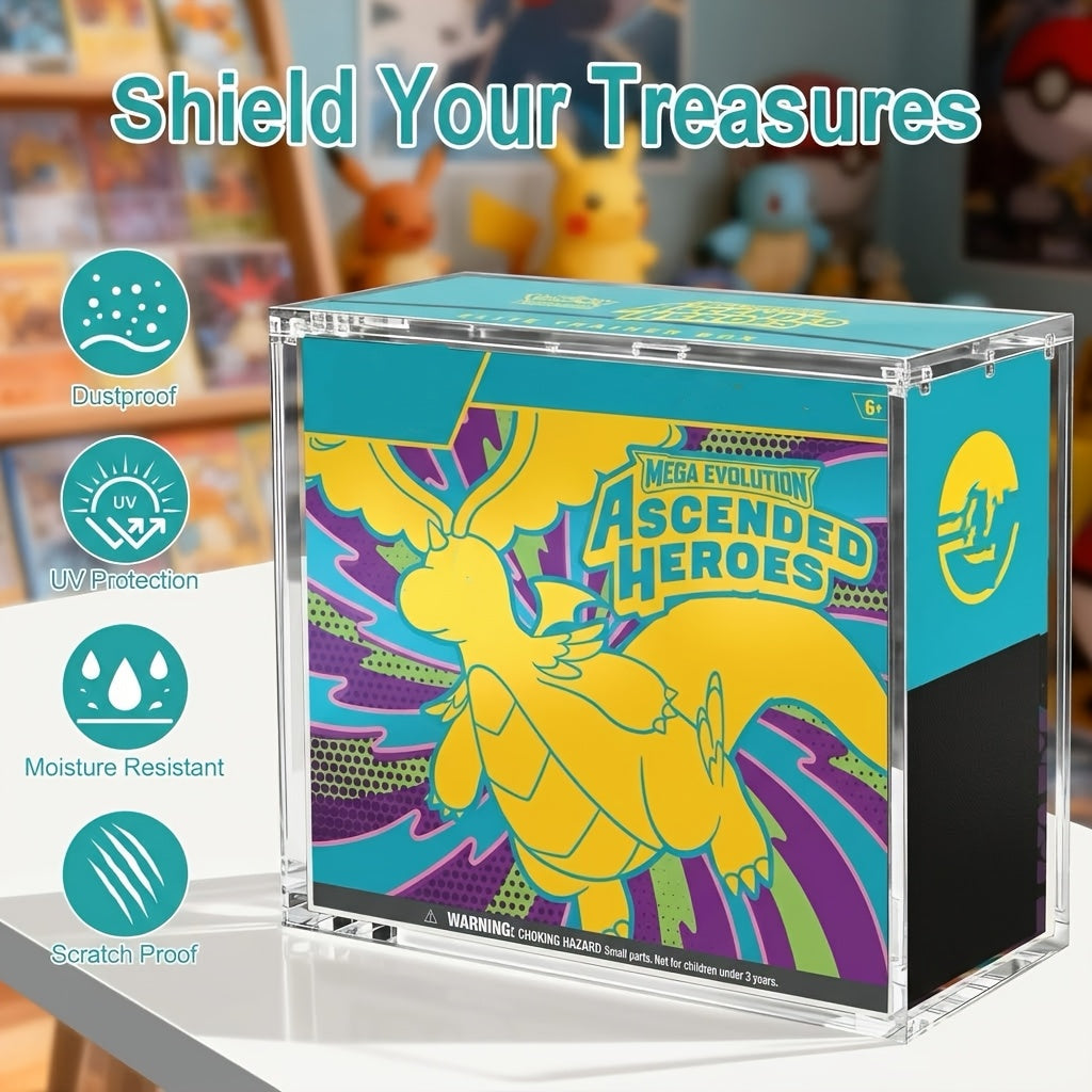 4 Pack ETB Acrylic Display Case for Pokemon Elite Trainer Box – 6mm+3mm Thick Clear Acrylic, Magnetic Lid, UV Resistant, Stackable Design, Collector Protector Box for TCG ETB Storage & Display