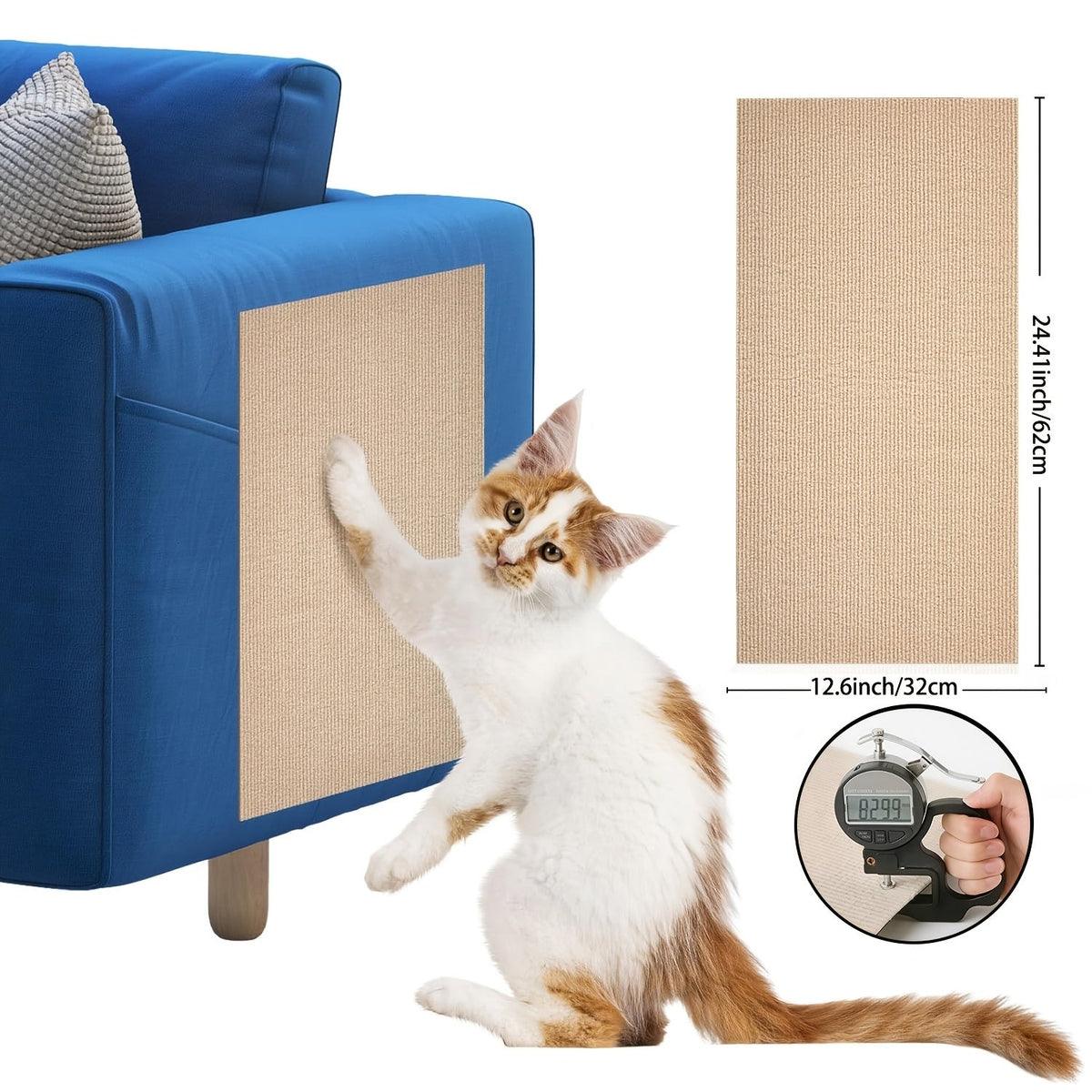 Cat Scratch Furniture Protectors Self-Adhesive - Trimmable Sofa & Wall Scratch Guards, Durable Cat Scratching Deterrent Pads for Couch, Chair, Door Frame