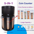 5-in-1 Coin Counter and Sorter with Rotatable Base US Coins Change Organizer Sorts Pennies Nickels Dimes Quarters for Home Office Bank Piggy Bank