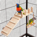 Wood Bird Perch Swing with Climbing Ladder - Multi-Level Radiata Pine Cage Gym Platform for Parrots Lovebirds Cockatiels Chinchillas Hamsters - Bird Play Stand Ladder Swing Cage Accessory