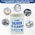 JSP Sterling Silver Dip Cleaner & Tarnish Remover 8oz – 925 & 999 Silver Jewelry Cleaning Solution with Dipping Basket & Microfiber Cloth, Restores Shine to Silver, Gold & Precious Metals