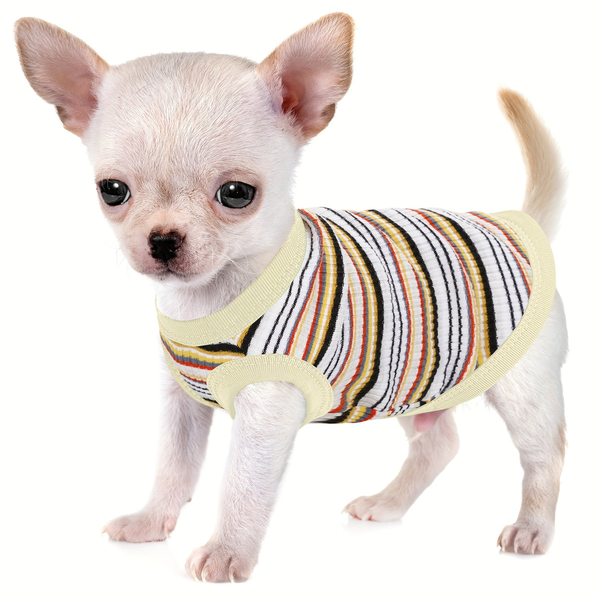 Soft Ribbed Striped Dog Tank Top Vest for Small Dogs - Lightweight Breathable Pullover Dog Shirt for XS to XXL Breeds, Cute Dog Clothes in 11 Colors for Chihuahua Yorkie Pomeranian Daily Wear