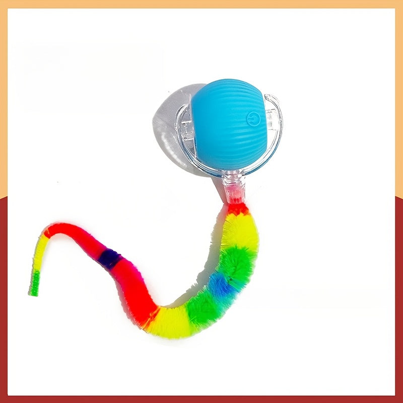 Automatic Rolling Cat Ball Toy USB Rechargeable Luminous Self-Entertaining Smart Cat Toy Bite-Resistant Plastic with Caterpillar Tail for Indoor Cats Kittens Second Gen Upgrade