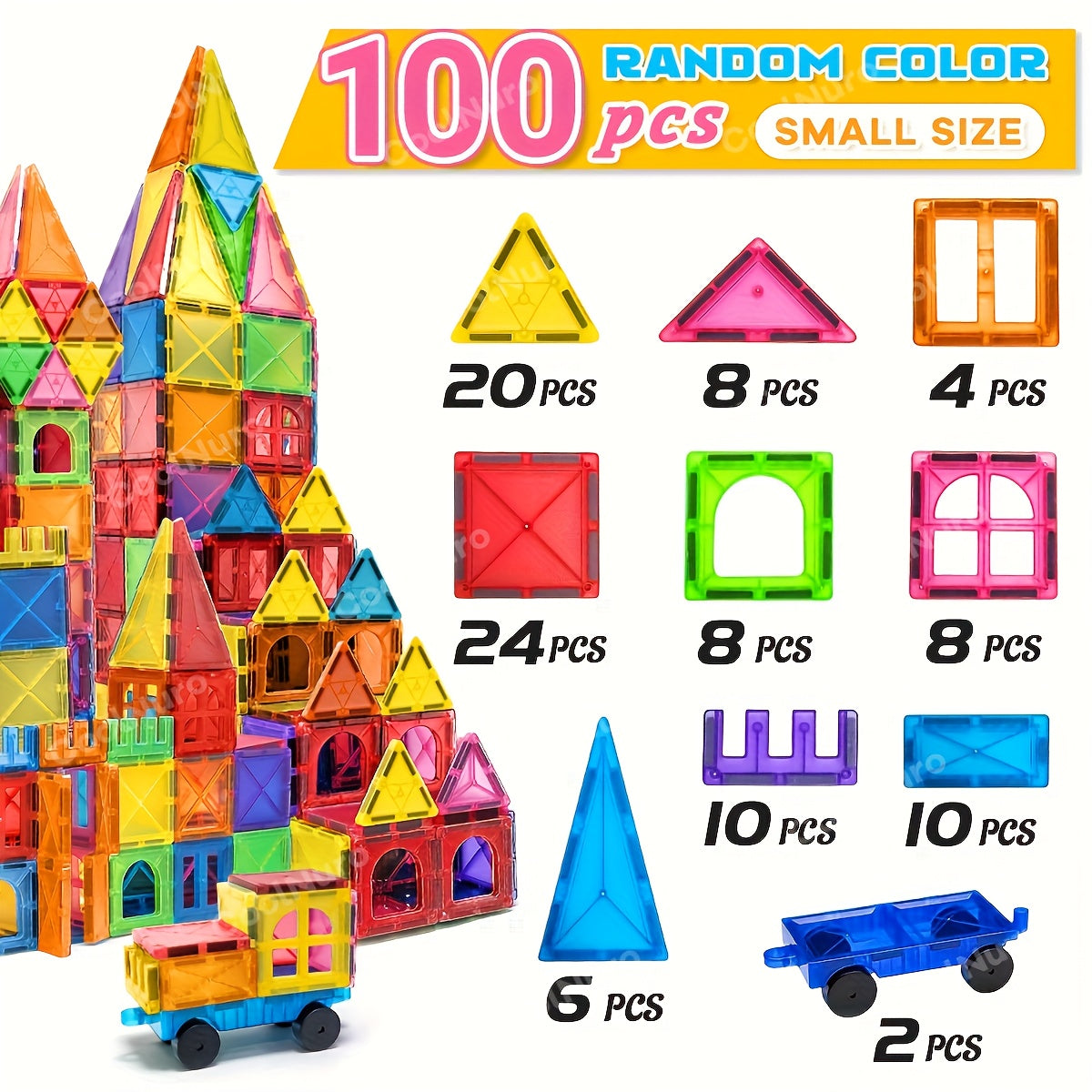 Magnetic Building Blocks for Kids 40/100pcs – STEM Educational Magnetic Tiles Stacking Puzzle Playset, Sensory Learning Toys, Creative Construction Gift for Boys Girls Toddlers Ages 3+, Random Colors