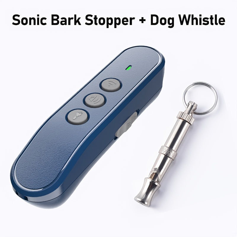 Anti Barking Device Rechargeable Ultrasonic Dog Bark Deterrent - Soundwave Technology Stop Barking Humanely, Safe for All Dog Sizes, No Shock No Shouting Indoor Outdoor Dog Behavior Training Tool