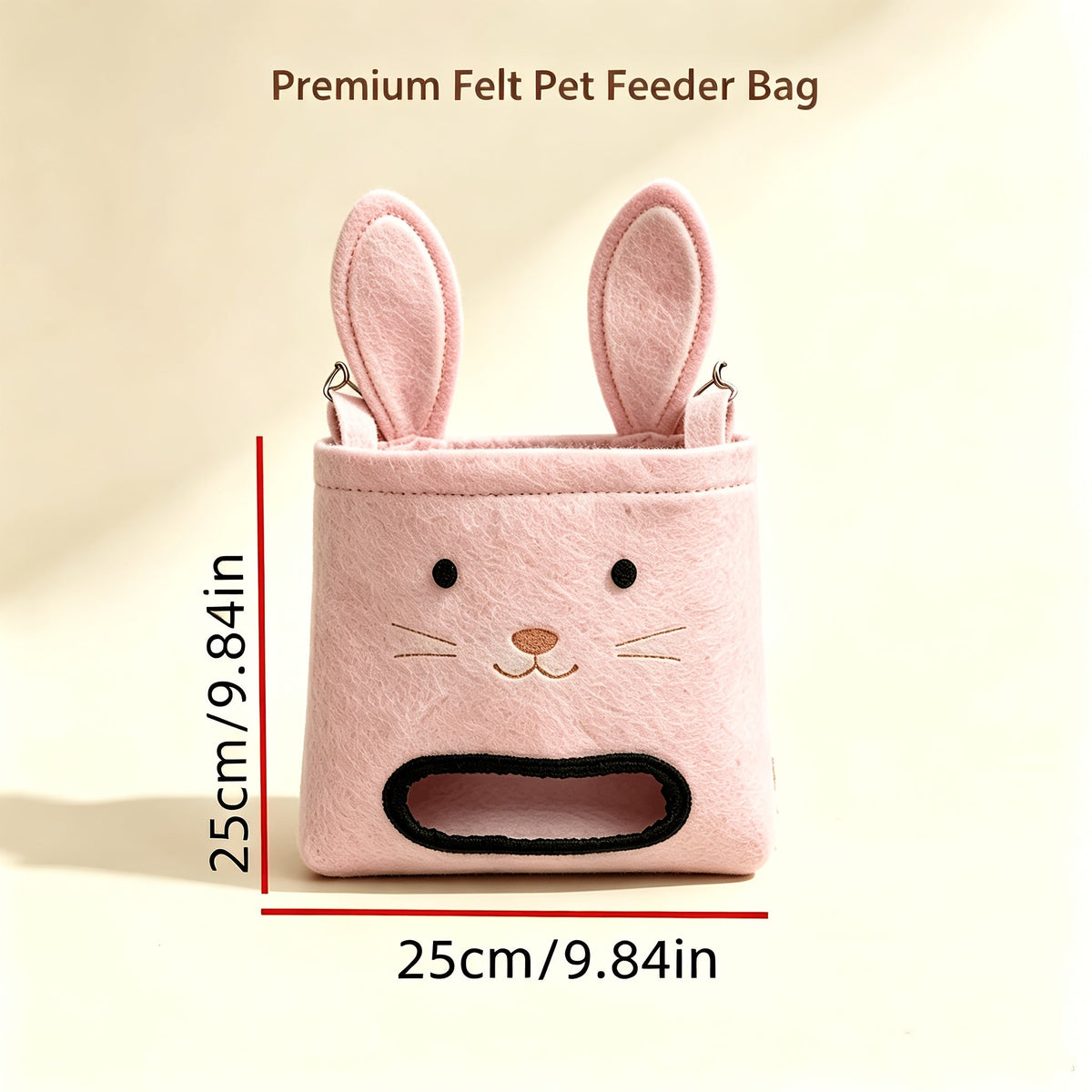Rabbit-Shaped Hay Feeding Bag for Cage, Soft Plush Hanging Hay Bag with Metal Hook for Rabbits & Guinea Pigs, Anti-Spillage Feeding Opening Small Pet Hay Rack, Cute Cage-Side Hay Feeder Accessory