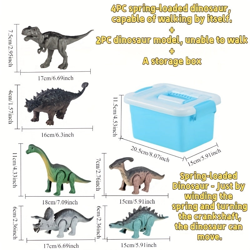Wind-Up Walking Dinosaur Toys Set 2/5/6/8/14pcs Jurassic Simulation Animals T-Rex Velociraptor Brontosaurus Mosasaur Auto-Walking Hand-Cranked Dino Figures Gift for Kids