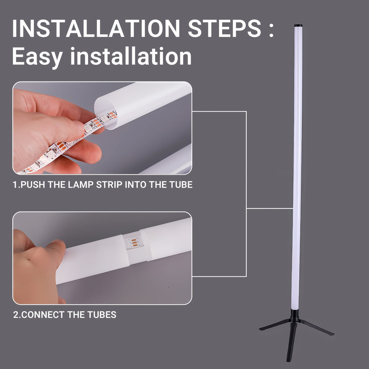 RGB Corner Floor Lamp 16 Million Colors Music Sync, APP & Remote Control, 300+ Effects, 2700K-6000K Dimmable Smart Standing Light for Living Room Bedroom Gaming Room