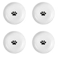 Ceramic Cat Bowl Set of 4 with Paw Print Design – Whisker-Friendly Pet Food & Water Dish for Dry & Wet Food, Multi-Bowl Feeding Set for Cats & Small Dogs, Dishwasher Safe & Easy to Clean
