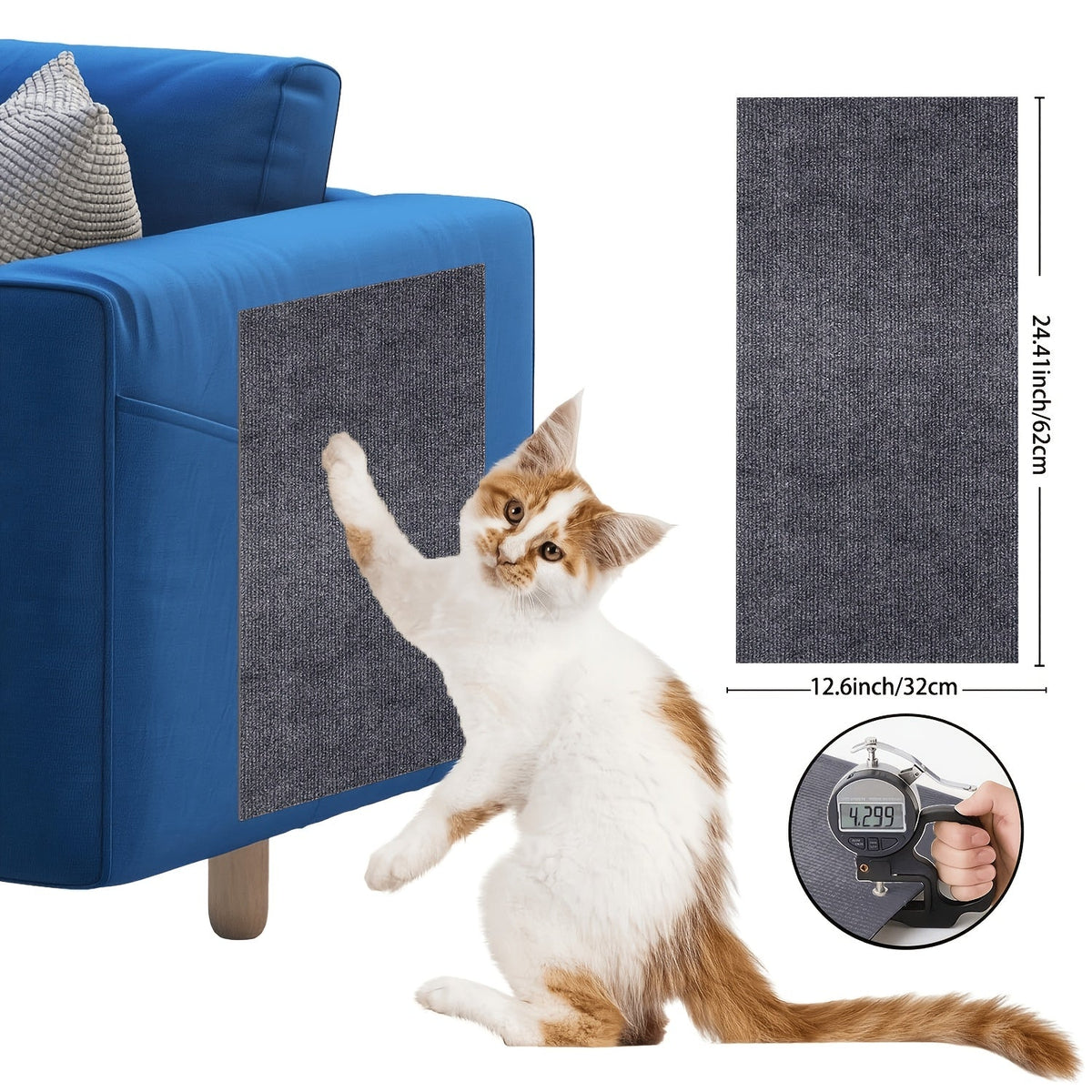 Cat Scratch Furniture Protectors Self-Adhesive - Trimmable Sofa & Wall Scratch Guards, Durable Cat Scratching Deterrent Pads for Couch, Chair, Door Frame