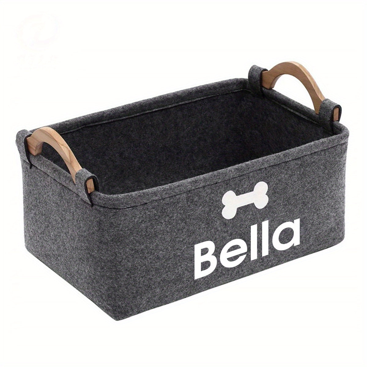 Foldable Pet Toy Storage Basket with Wooden Handles – Personalized Multifunctional Dog Toy & Clothing Organizer Box with Removable Washable Lining, Must-Have Pet Supply Storage for Home, Bedroom & Living Room