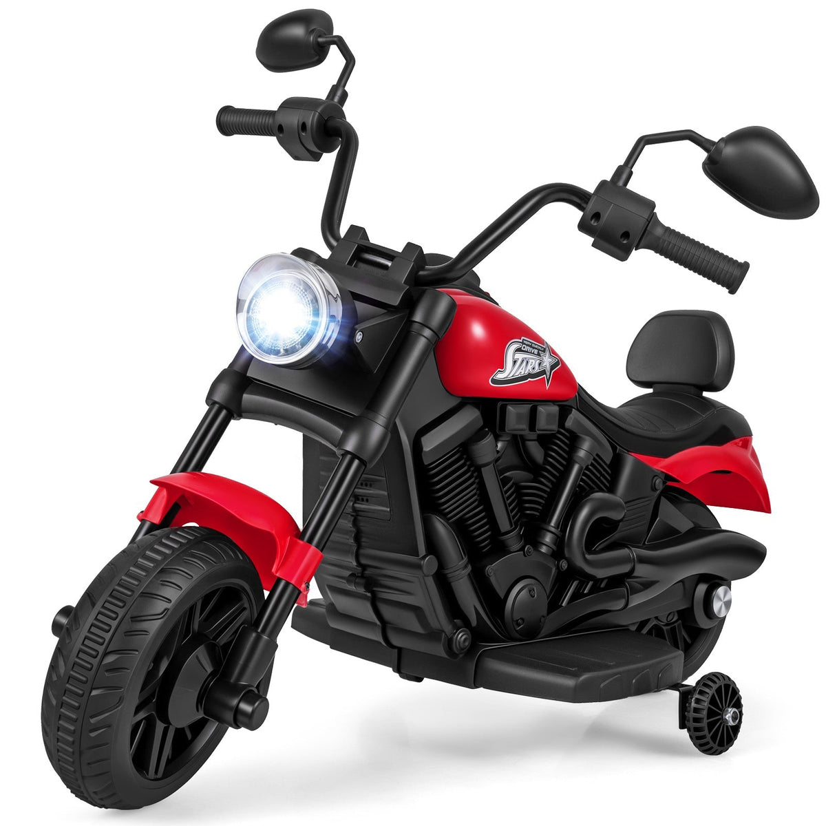 Kids Electric Motorcycle Ride-On Toy for Boys Girls Age 3+ – 25W Motor, Detachable Training Wheels, LED Headlights, Music, One-Button Start, Battery Powered Motorbike for Toddlers & Young Kids