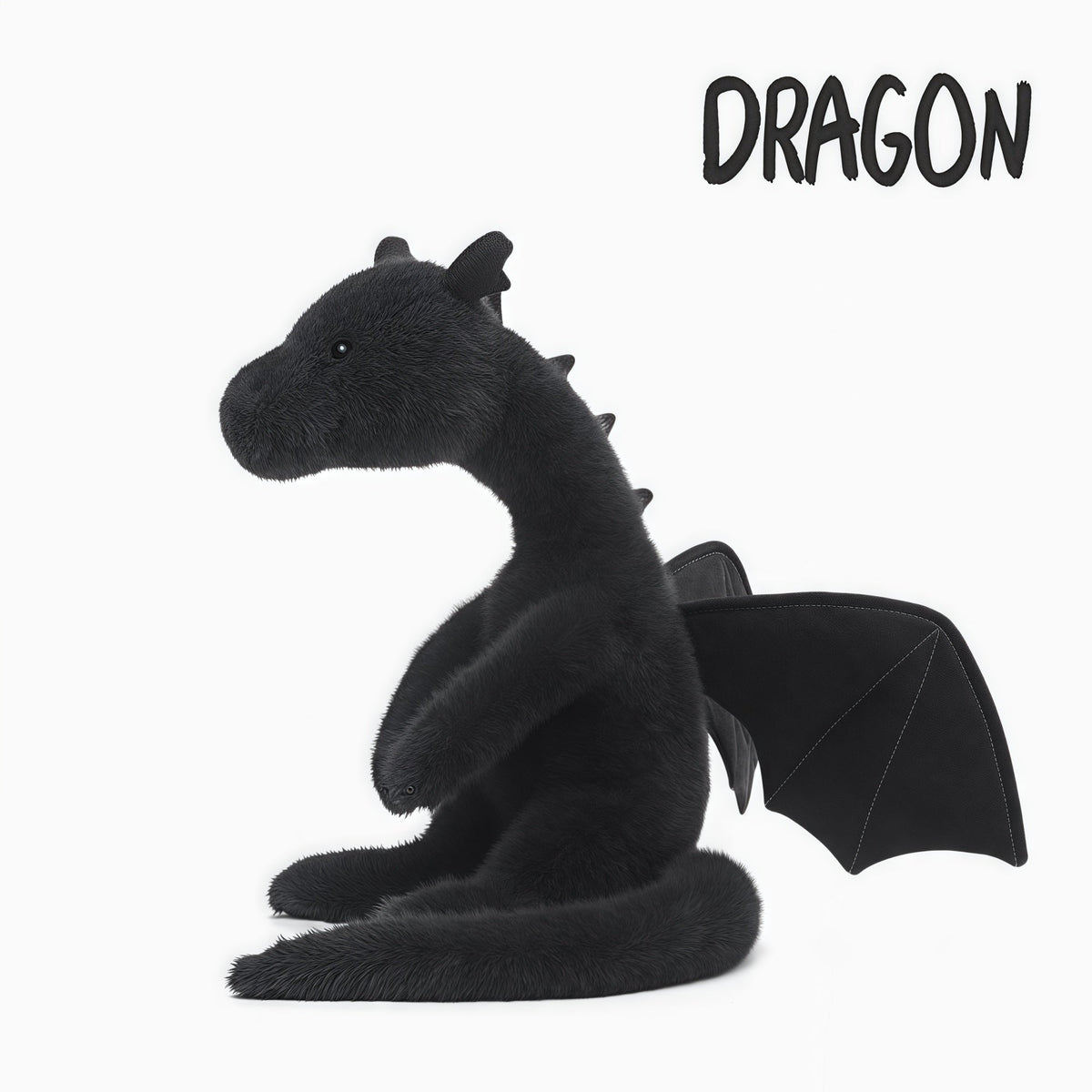 85cm 33-Inch Giant Dragon Plush Stuffed Animal Doll Super Soft Cuddly Dragon Toy Birthday Holiday Gift for Kids Adults Black White