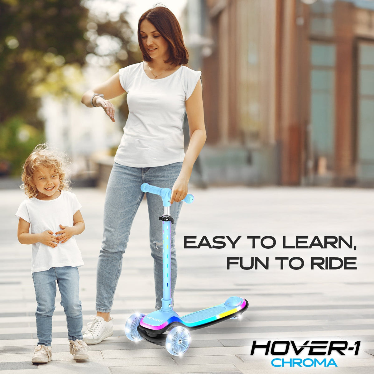 Kids Kick Scooter with Multicolor LED Wheel Lights for Ages 3 and Up - Adjustable Height Handlebars, Rear Foot Brake, 110 LB Capacity, Folding Design - Black, Blue, Purple