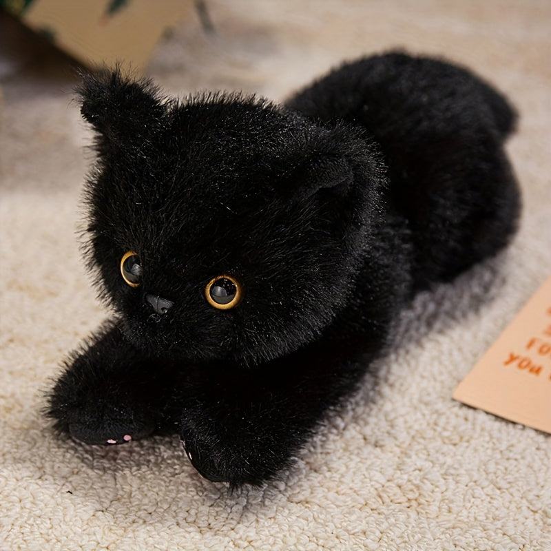 Realistic Cat Plush Toy Stuffed Animal - Cute Kitten Plushies for Kids, Soft Lifelike Cat Plush Doll in 6 Colors (Brown, Grey, Orange, Black, Black & White, White), Gift for Boys and Girls All Ages