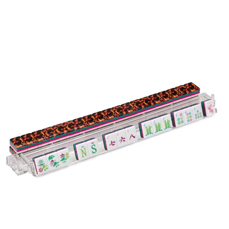 American Mahjong Set 160 Acrylic Tiles - Foldable Portable Mahjong Table Game with Animal Pattern Tiles, 4-Layer Construction, Travel & Competition Ready | Deluxe Gift Set for Family Game Night