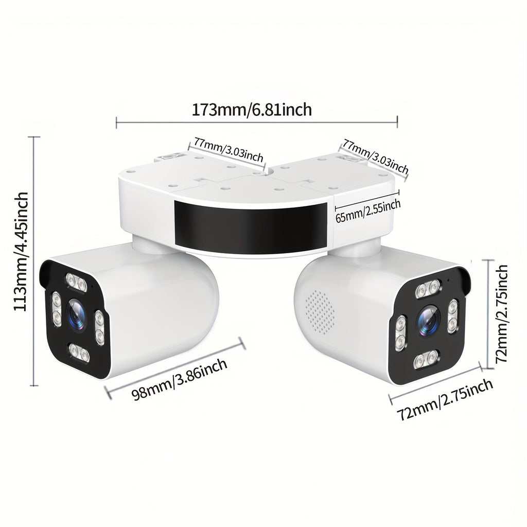8MP Dual Lens PTZ WiFi Security Camera Outdoor Indoor 360° Panoramic Full Color Night Vision Waterproof Corner Wall Mount – Wired Wireless Smart Home Surveillance Camera for Home Business