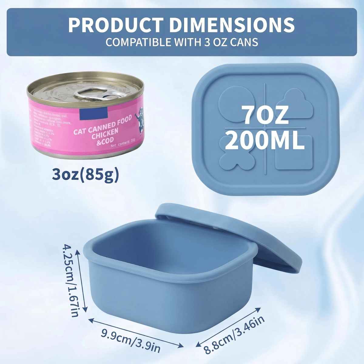 Silicone Pet Food Can Lid & Storage Container – Airtight Reusable Wet Food Sealer for 3oz Dog Cat Food Cans, Keep Food Fresh in Fridge, 5 Colors: Purple Blue Pink Green Yellow
