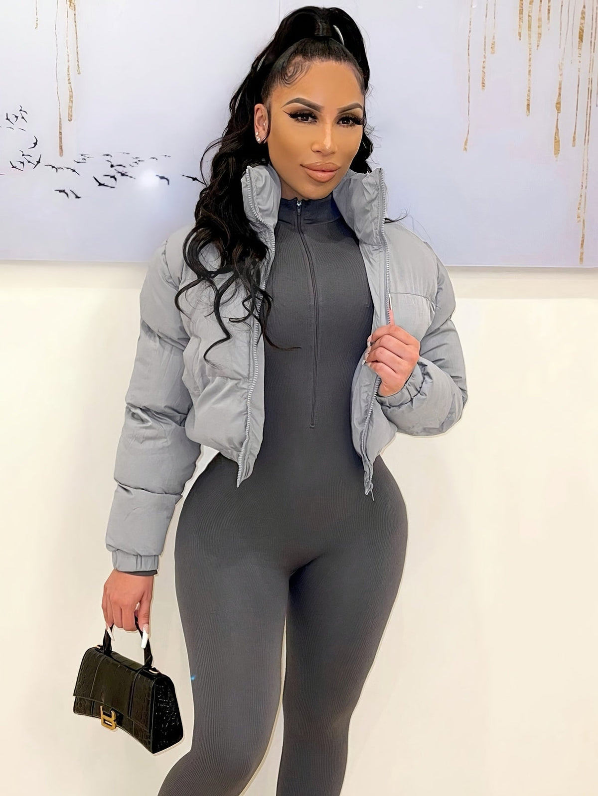 Women's Short Jacket European American Style Autumn Winter Warm Casual Outerwear – Black Rose Red Grey Olive Green Blue Coffee Brown S M L XL XXL