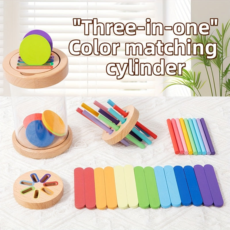 Kids 3-in-1 Color Sorting Tube Game – Color Matching Cup Set with Sorting, Counting, Coin Tossing & Stick Drawing Modes, Montessori Educational Math Toy for Toddlers Ages 3+, Learning Gift for Boys & Girls