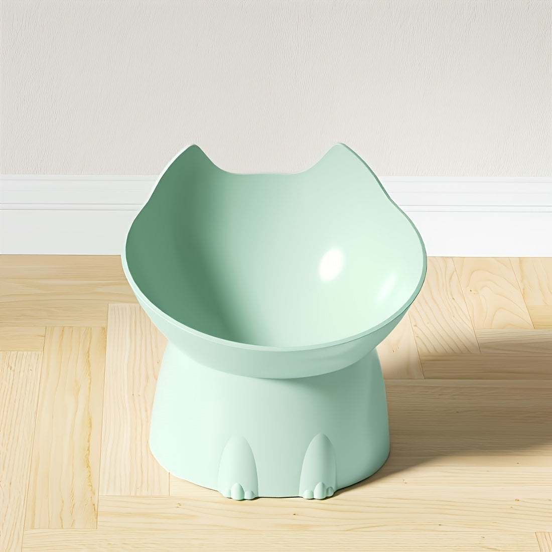 Cat Ears Raised Cat Food Bowl Anti-Tip Design - Cute Elevated Plastic PP Cat Dish for Comfortable Feeding, Playful Cat Ear Shape Pet Bowl for Indoor Cats