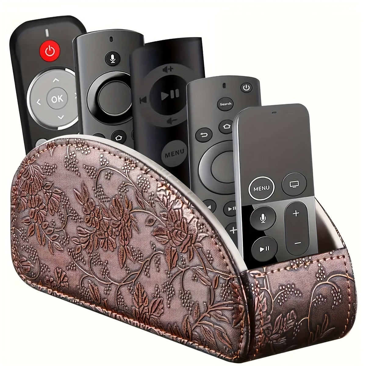Remote Control Holder with 5 Compartments Desktop Organizer Caddy – Bedside Storage Box for TV Remotes Pens Eyeglasses Office Stationery Home Appliance Controllers