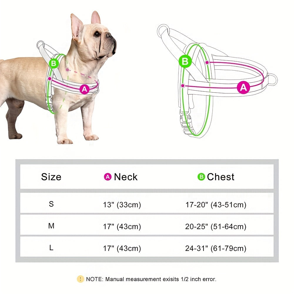 No-Pull Dog Harness Vest & Leash Set for Medium Large Dogs – Padded Nylon Adjustable Safety Vest with Durable Leash for Bulldog Boxer Pitbull, Sizes S M L, Purple Black Red, All-Day Comfort Walking