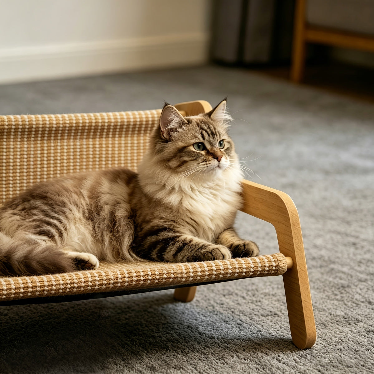 Large Sisal Cat Scratcher Bed Hammock Lounge for Indoor Cats - Cat Chair Scratching Pad Sisal Scratch Post Cat Furniture, Multi-Function Cat Scratcher Lounge for Large Cats