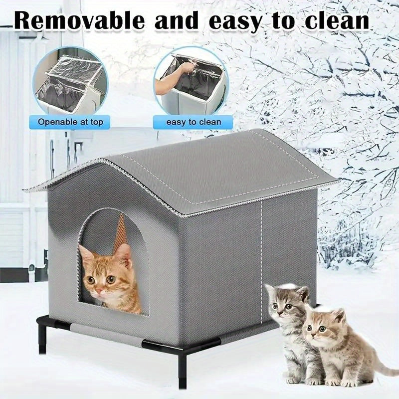 Outdoor Cat Shelter Insulated All-Season – Weatherproof Warm House for Stray & Feral Cats and Small Dogs, Raised Base, Medium Large Extra-Large Sizes, Sturdy Year-Round Outdoor Pet Bed & Habitat