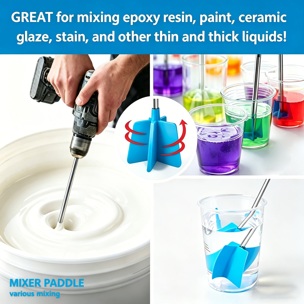 Resin Stirring Paddles 6 Pcs Reusable Epoxy Mixer Drill Attachment Multi-Size DIY Resin Casting Supplies