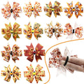 Thanksgiving Dog Collar Bows 60 Pack - Fall Maple Leaf Turkey Print Removable Pet Grooming Bow Ties for Dogs, DIY Holiday Dog Accessories for Collar Grooming Salon and Home, One Size Fits Most