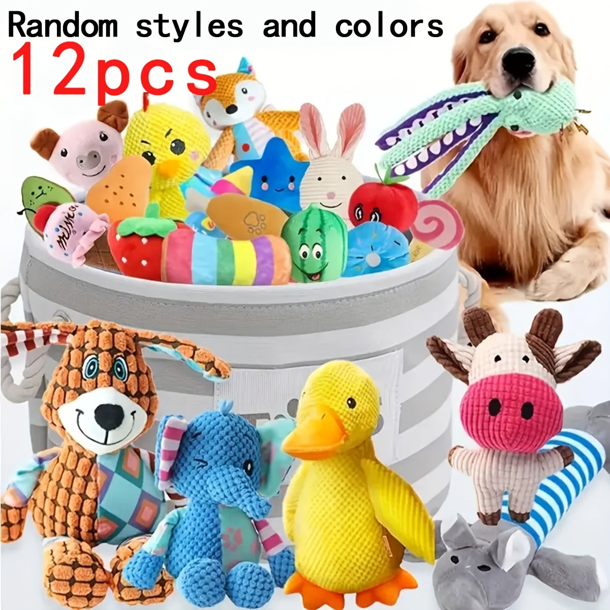 Puppy Teething Toys Set for Small Dogs - 6 or 12 Pack Plush Squeaky Dog Toys Assorted Styles, Soft Chew Toy Bundle for Puppies & Small Breeds, Variety Pack Dog Gift for Biting & Boredom Relief