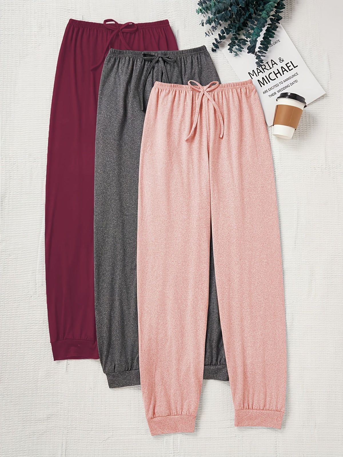 Women's Casual Drawstring Pants Loose Fit Elastic Waist Solid Color Home Lounge Pants Autumn Fall Comfortable Knit Polyester XS S M L XL XXL