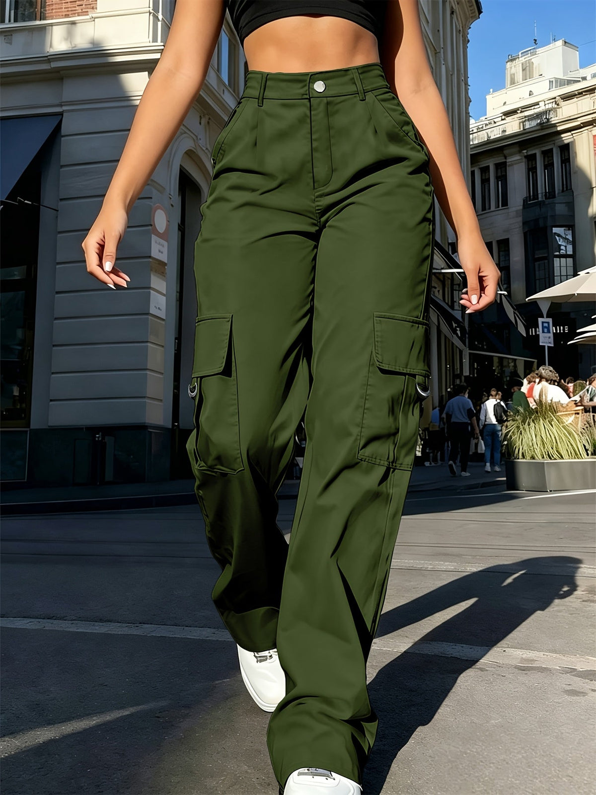 Women's High-Waist Cargo Jogger Pants Quick-Dry Lightweight Drawstring Waist Multi-Pocket Casual Wide-Leg Trousers for Women XS-XXL 7 Colors