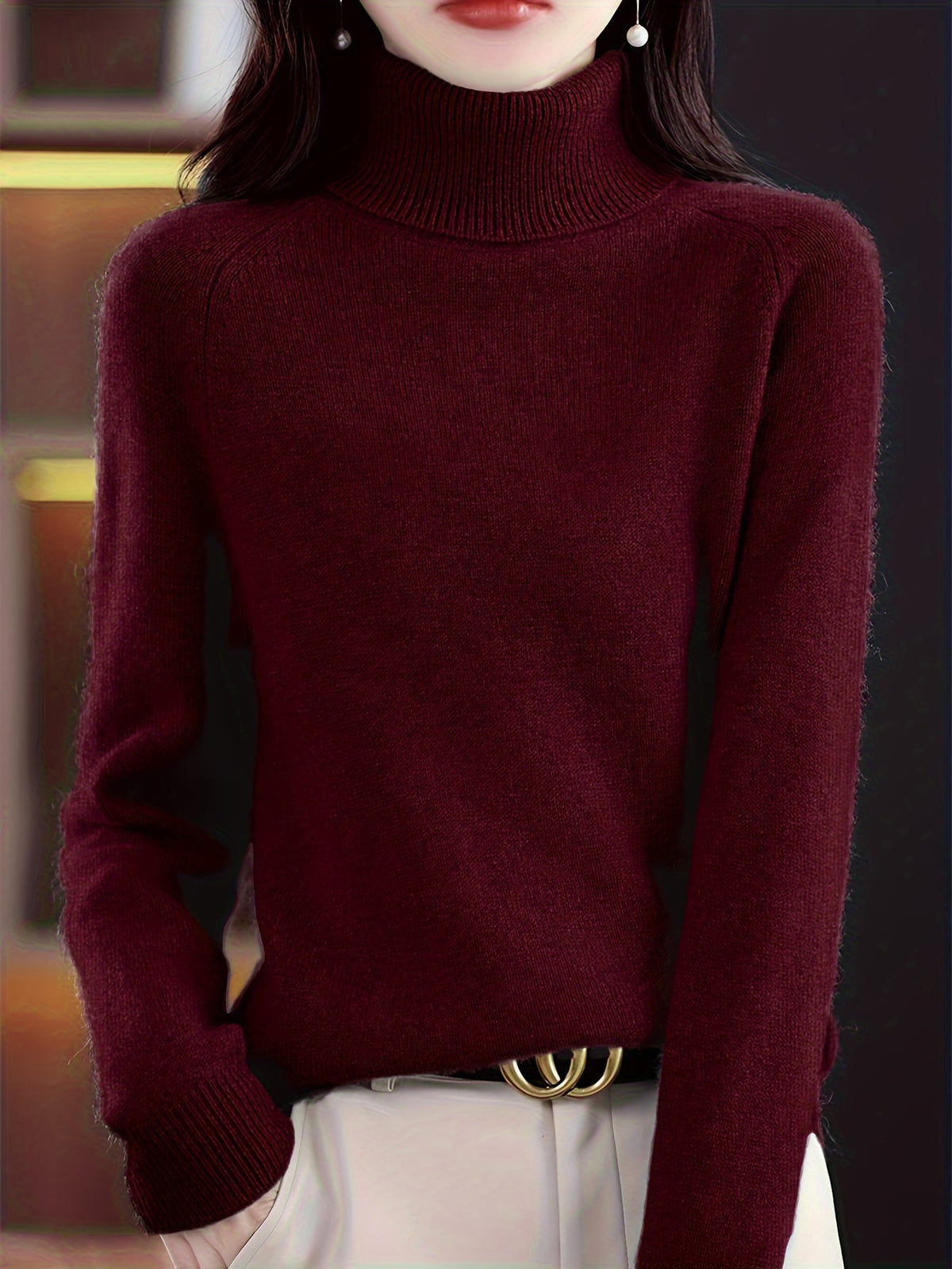 Women's Loose Fit Lapel Collar Knit Pullover Sweater - Casual Long Sleeve Solid Color Stretch Top for Fall Winter S-XXL