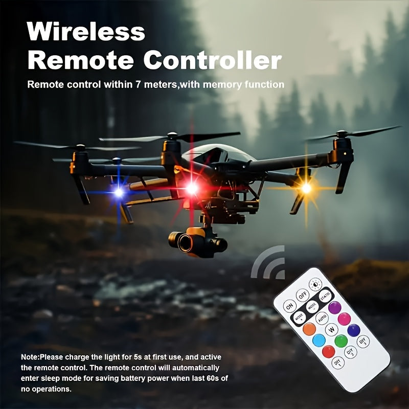 Wireless LED Lights for Vehicles 6 or 8pcs – Remote Control, 8 Color Modes, USB Rechargeable, for Car Interior, Truck, Motorcycle, Drone, Bicycle & Plane