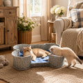 Bone Shaped Dog Toy Storage Basket – Hand Woven Faux Rattan Pet Toy Organizer Bin for Cat & Dog Toys, Leashes & Accessories, Farmhouse Home Decor Style