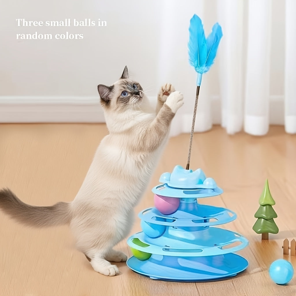 Interactive Cat Spinner Toy with Feather & Spinning Ball – Self-Entertainment Anti-Boredom Teaser Wand for Kittens & Cats, Rotating Design, Fun Indoor Play, Great Holiday Gift for Cat Lovers