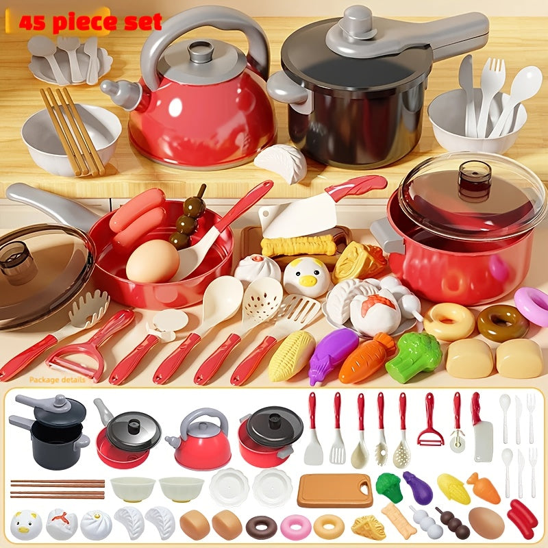 Mini Kitchen Playhouse Toy Set for Kids – Simulated Cooking Play Food Kitchenware & Tableware Set, Educational Pretend Play Toy for Ages 3-6, Perfect Birthday Halloween Christmas Gift for Boys & Girls